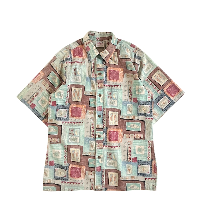 USED Aloha shirt / Go Bare Foot / size M