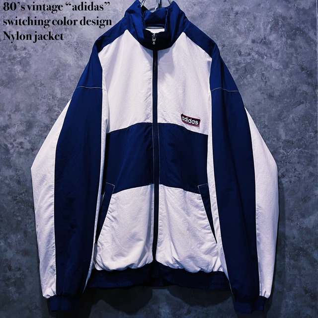 【doppio】80’s vintage “adidas” switching color design Nylon jacket