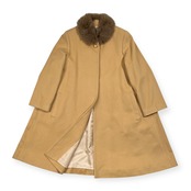 カシミヤ100% SNOB HOUSE スノッブハウス フォックスファー 毛皮付き Aライン ロング コート カシミア サイズ L /ベージュ/レディース