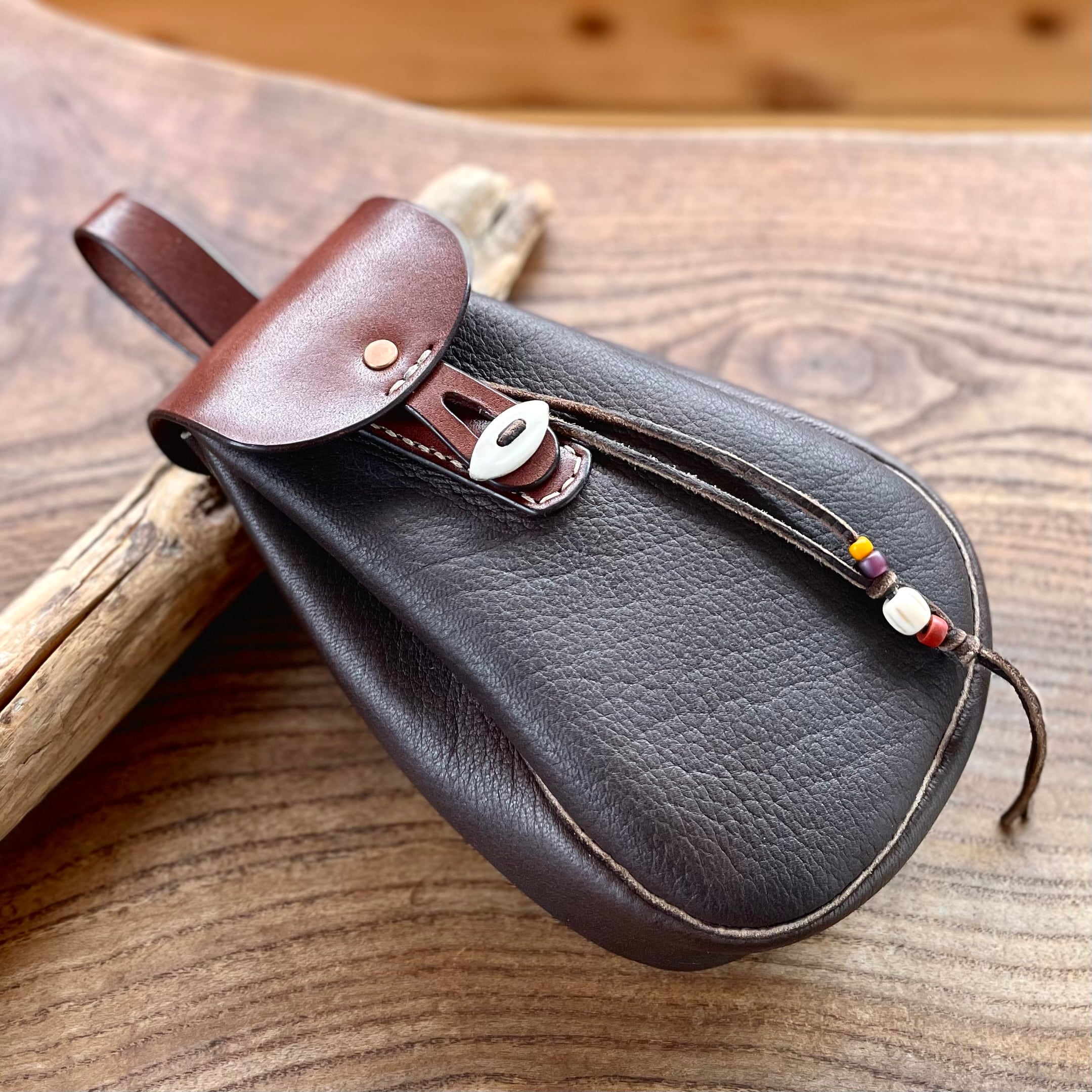 鹿革ベルトポーチ 刻印サービス付［全3色］Deerskin Belt Pouch［3
