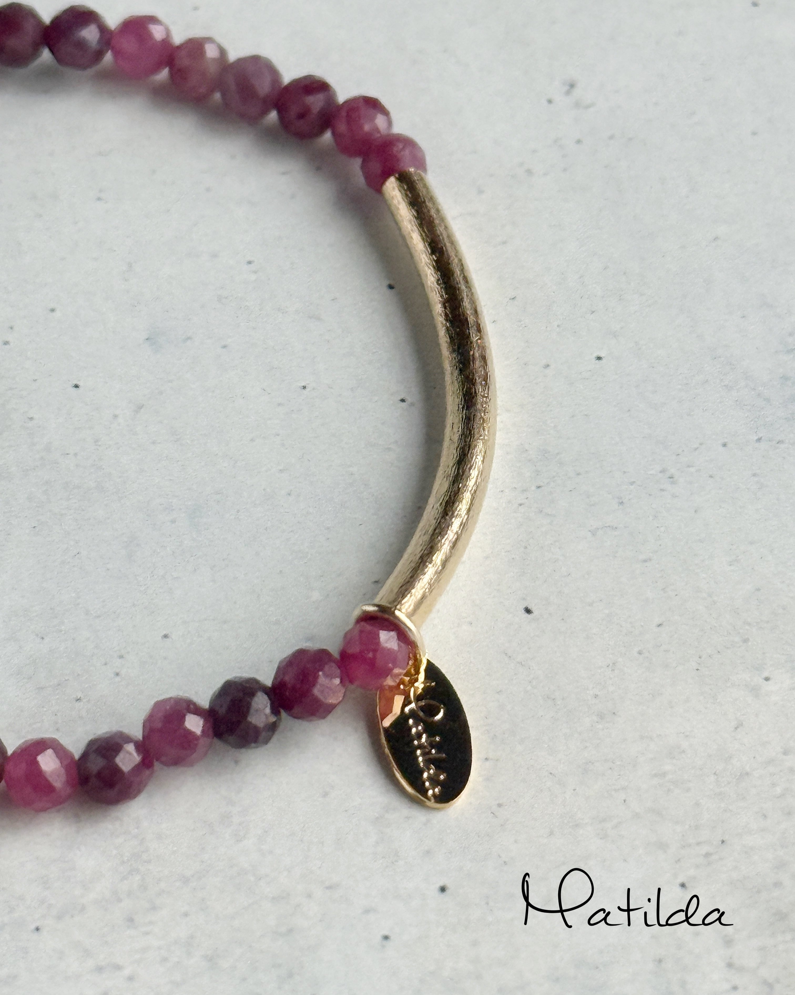 【再販】Tube & stone bracelet(ピンクトルマリン)