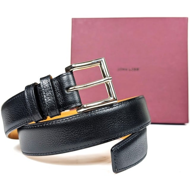 ★定価13.86万円・廃盤品・新品未使用★ ジョンロブ スクエアバックル バッファローカーフベルト ブラック サイズ80cm×32mm BOX等付