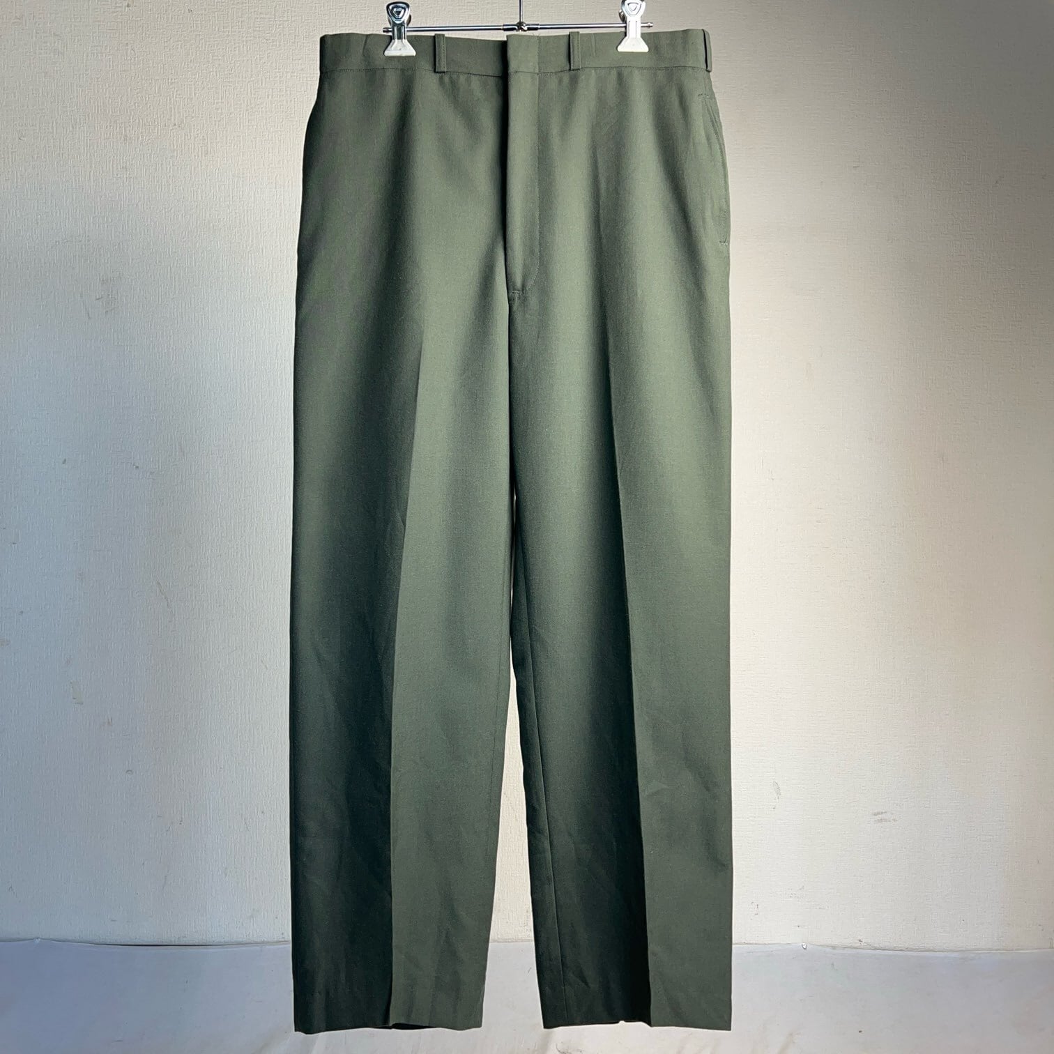 1980's U.S.MILITALY WOOL×POLY SLACKS SERGE ARMY GREEN W33 80年代