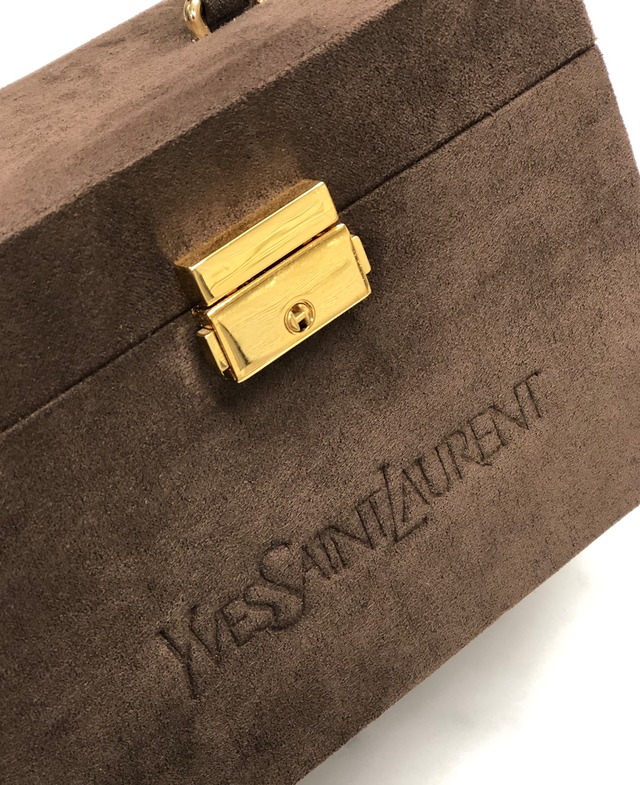 Yves Saint Laurent イヴ サンローラン YSL ミニバッグ バニティ スエード ボックス ハンドバッグ ブラウン vintage ヴィンテージ オールド YSL vhfxdu