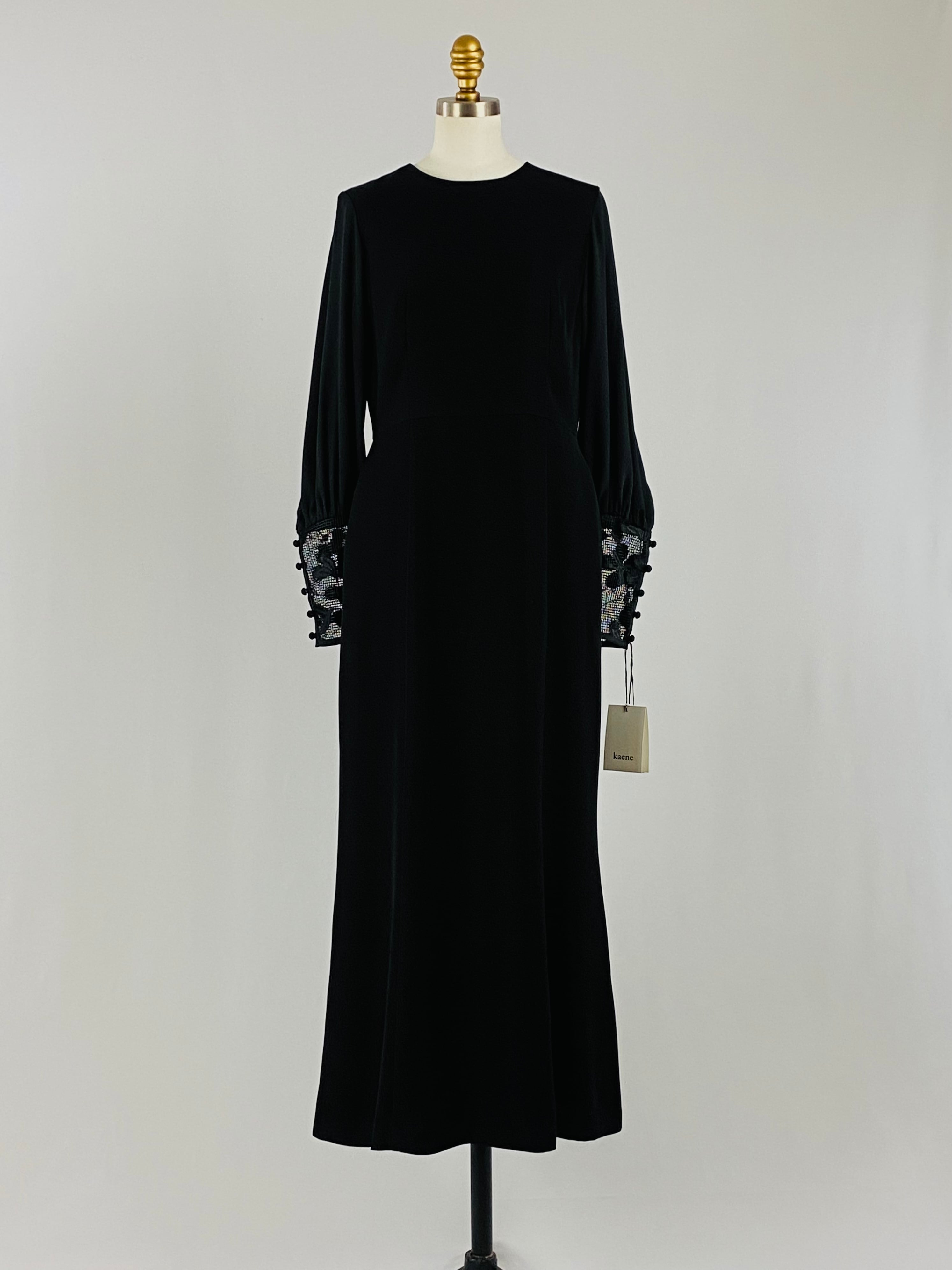 エンブロイダリーカフスドレス |ブラック|kaene