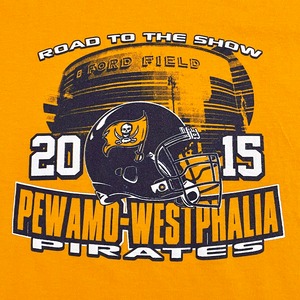 【GILDAN】高校 アメフト ロゴ プリント Tシャツ LARGE pewamo westphalia football ギルダン イエロー US古着