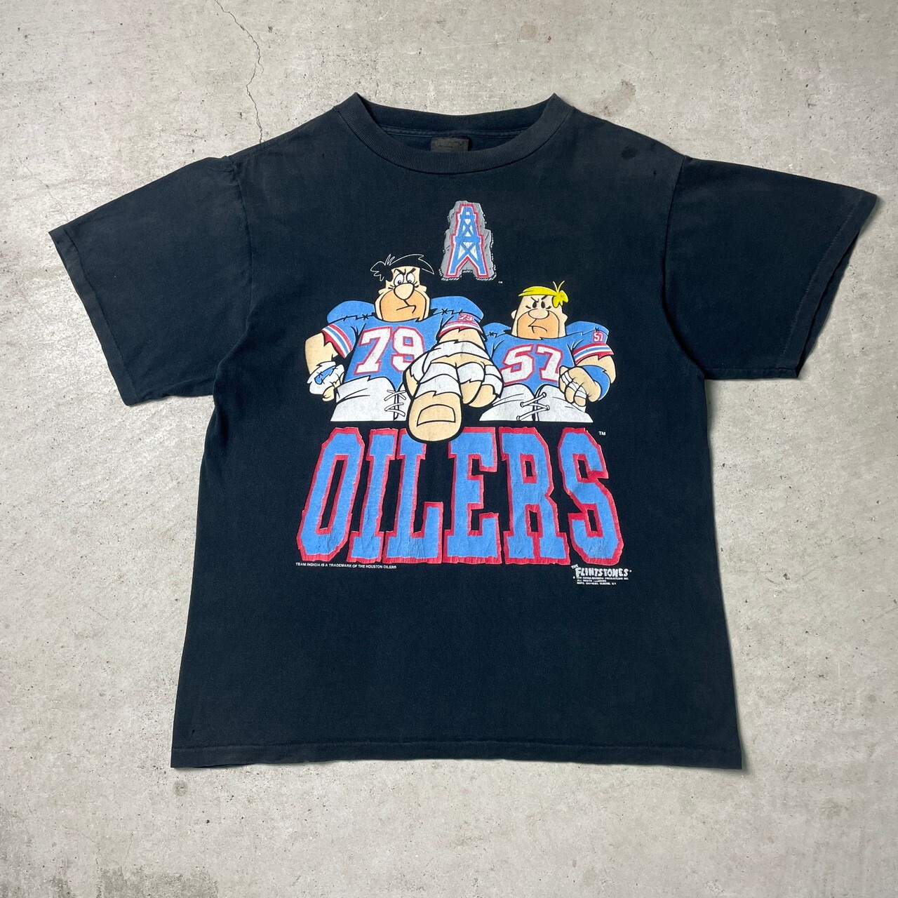90年代 THE FLINTSTONES HOUSTON OILERS NFL キャラクタープリント T 