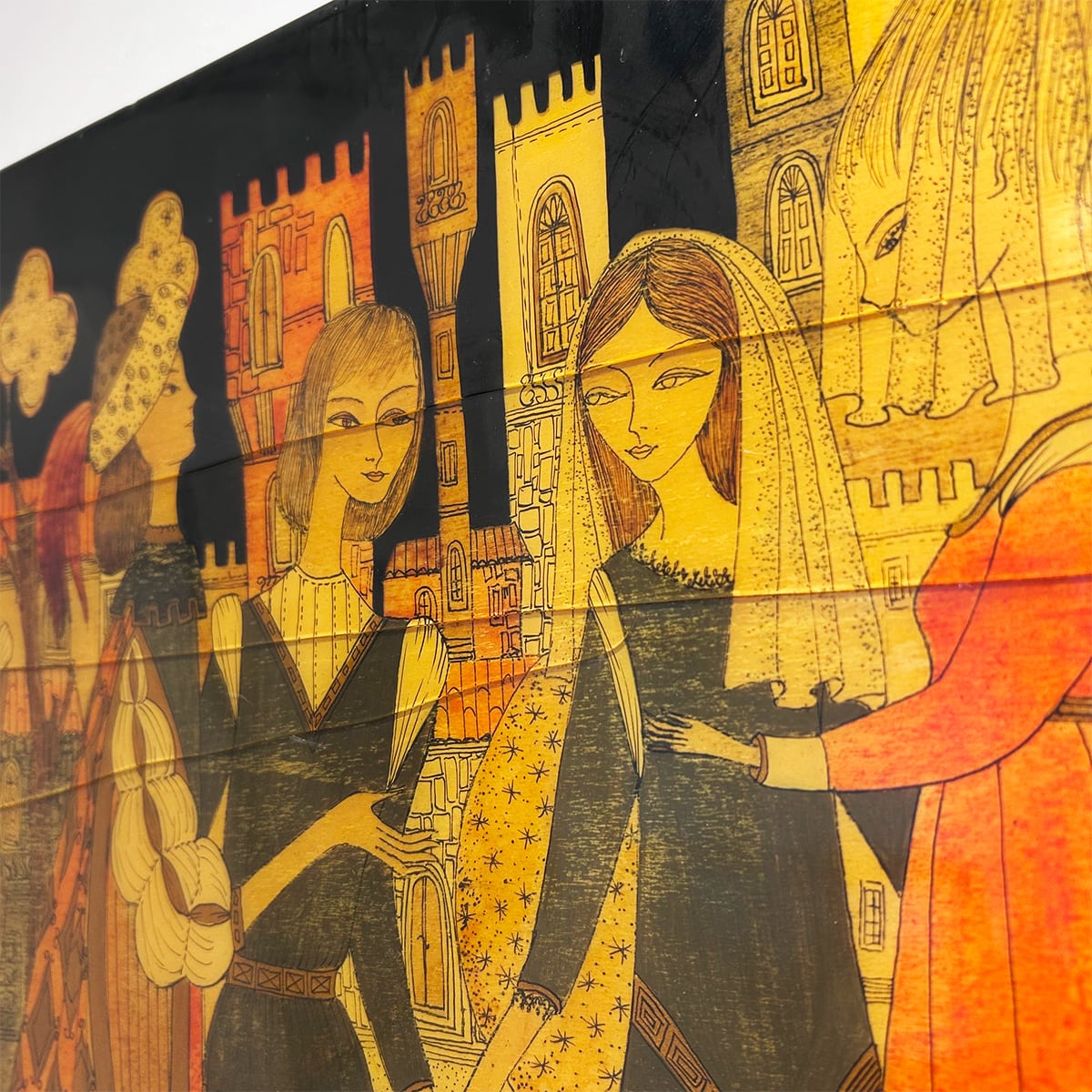 70s Italy 「Michi Sgorbigno」 painting art wooden panel | PANIC