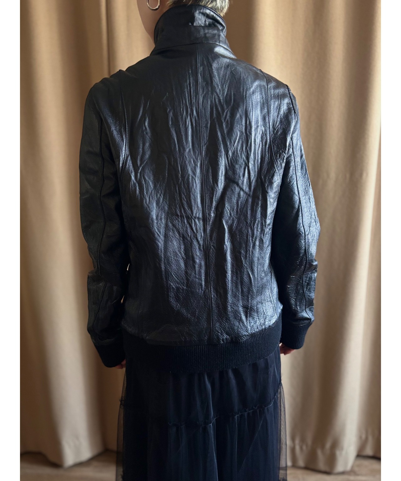 mode black pigskin jacket-5050-11