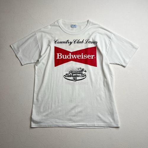 80s USA　Budweiserロゴ　シングルステッチ　両面プリント　Tシャツ　L