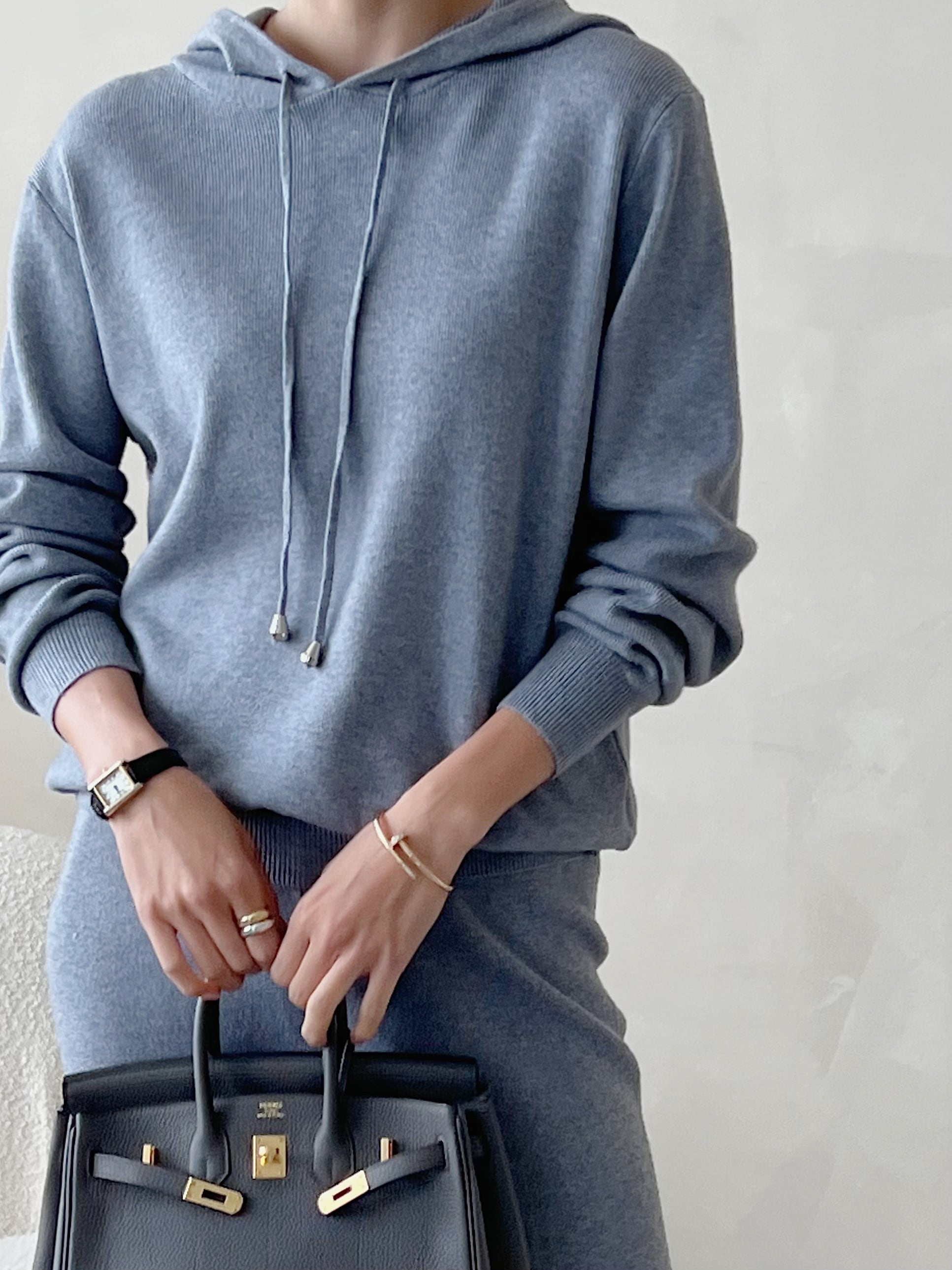 即納＊Knit hoodie set-up（black / gray) | cerva golf&lifestyle