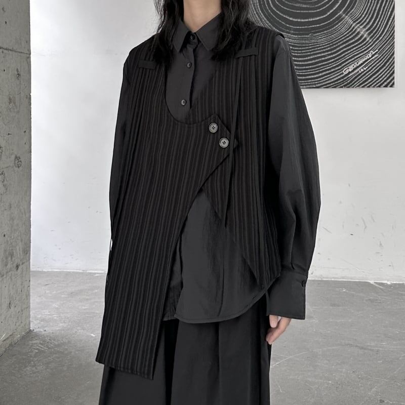 Asymmetry Stripe Vest【TR3240】