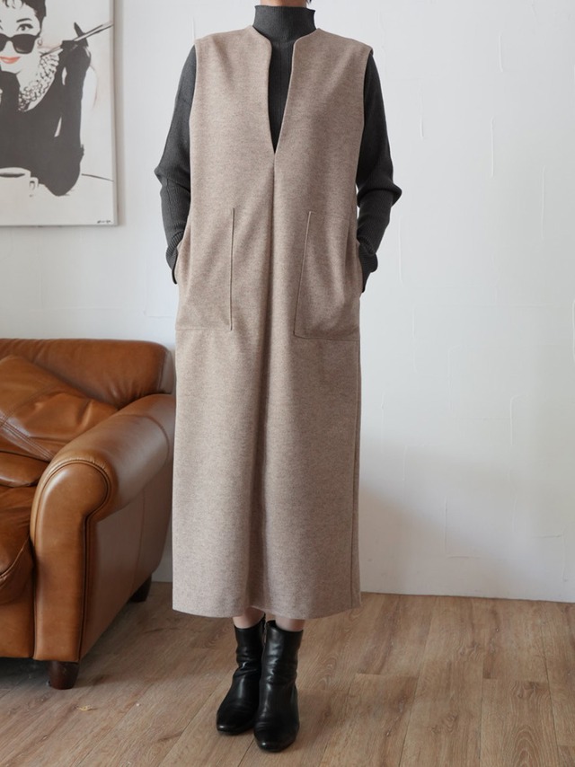 【SALE】260s. CLOCHE クロシェ / ジャンパースカート (greige/charcoal/black)  (550-85047)