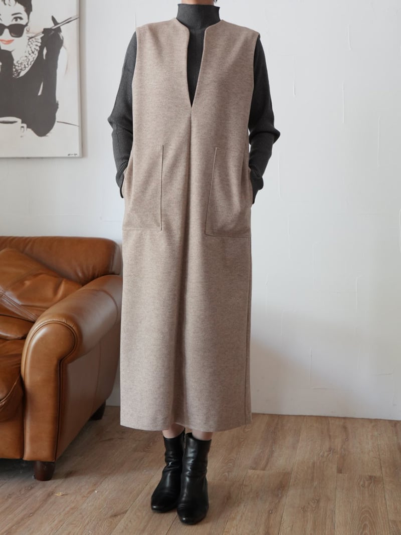 【SALE】260s. CLOCHE クロシェ / ジャンパースカート (greige/charcoal/black) (550-85047)