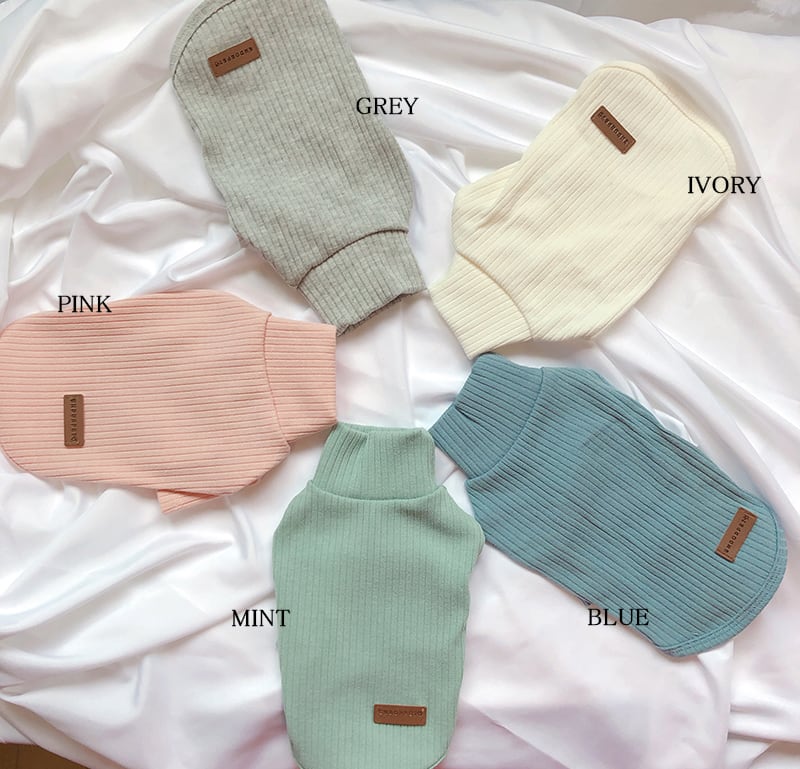 pastel highneck knit top S ~ XL 5color / 犬服 新作 ドッグウェア シンプル 長袖 小型犬 中型犬 ペット用品 パステルカラー ハイネック ニット トップス ペット洋服 top148