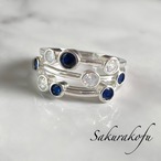 D048 サファイア 散りばめリング  レディース 指輪