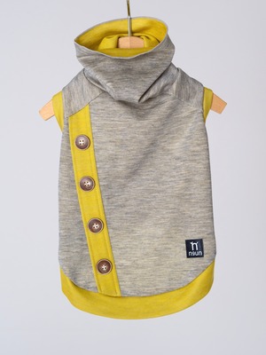 バイカラー・ハイネック プルオーバー〈GRAY&YELLOW〉