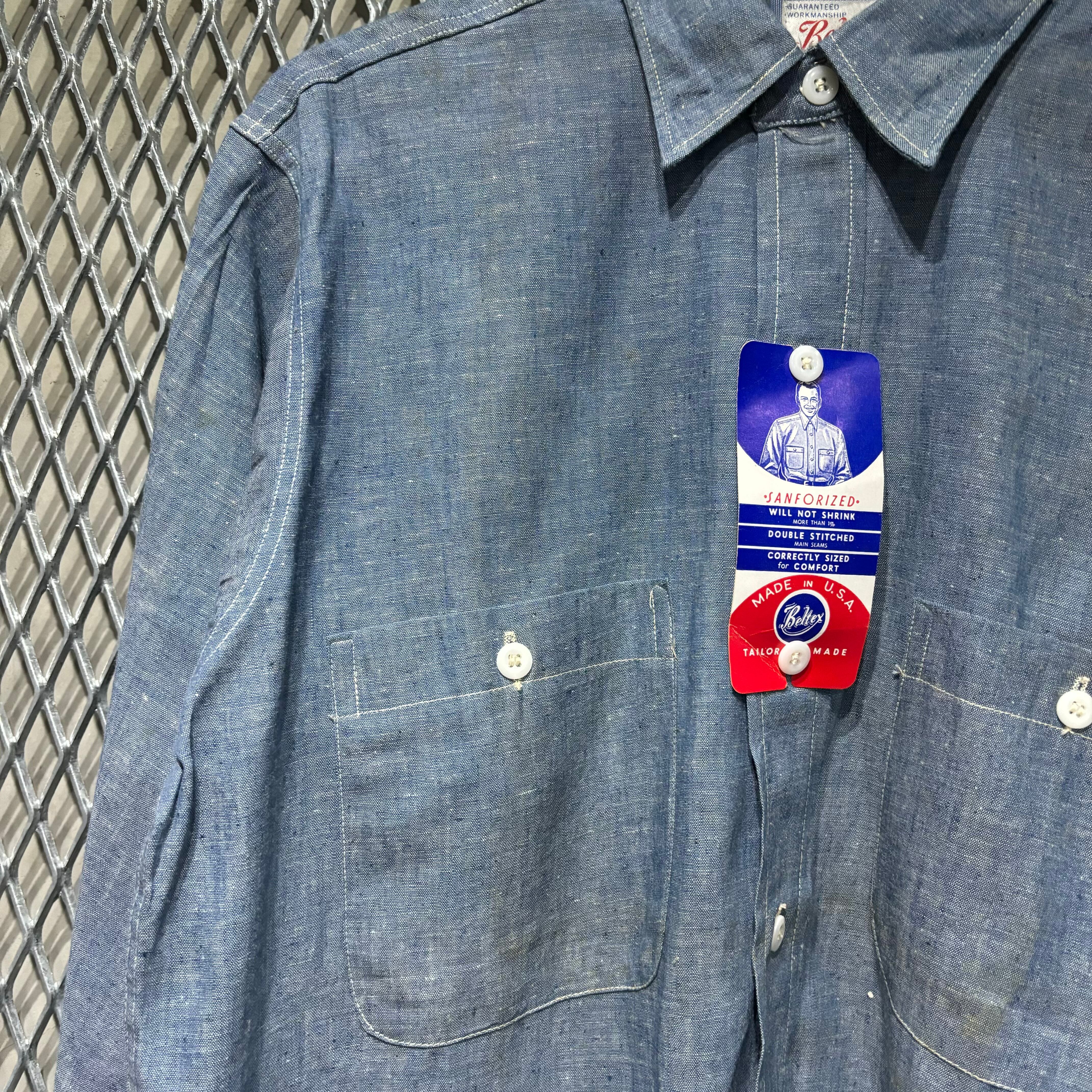 60s BELTEX dead stock chambley shirts L 60s BELTEX dead stock chambley shirts L
