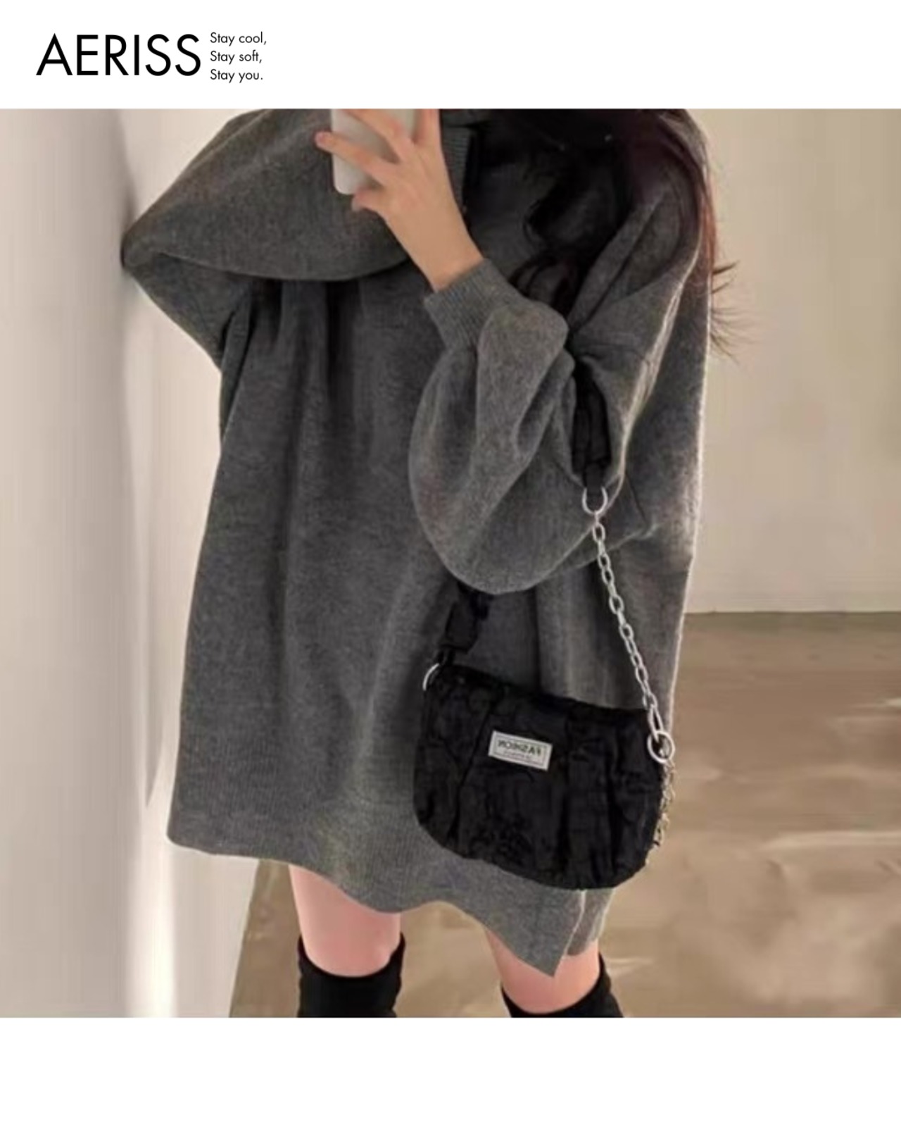 オーバーサイズタートルネックニット 3color A0744 - 3