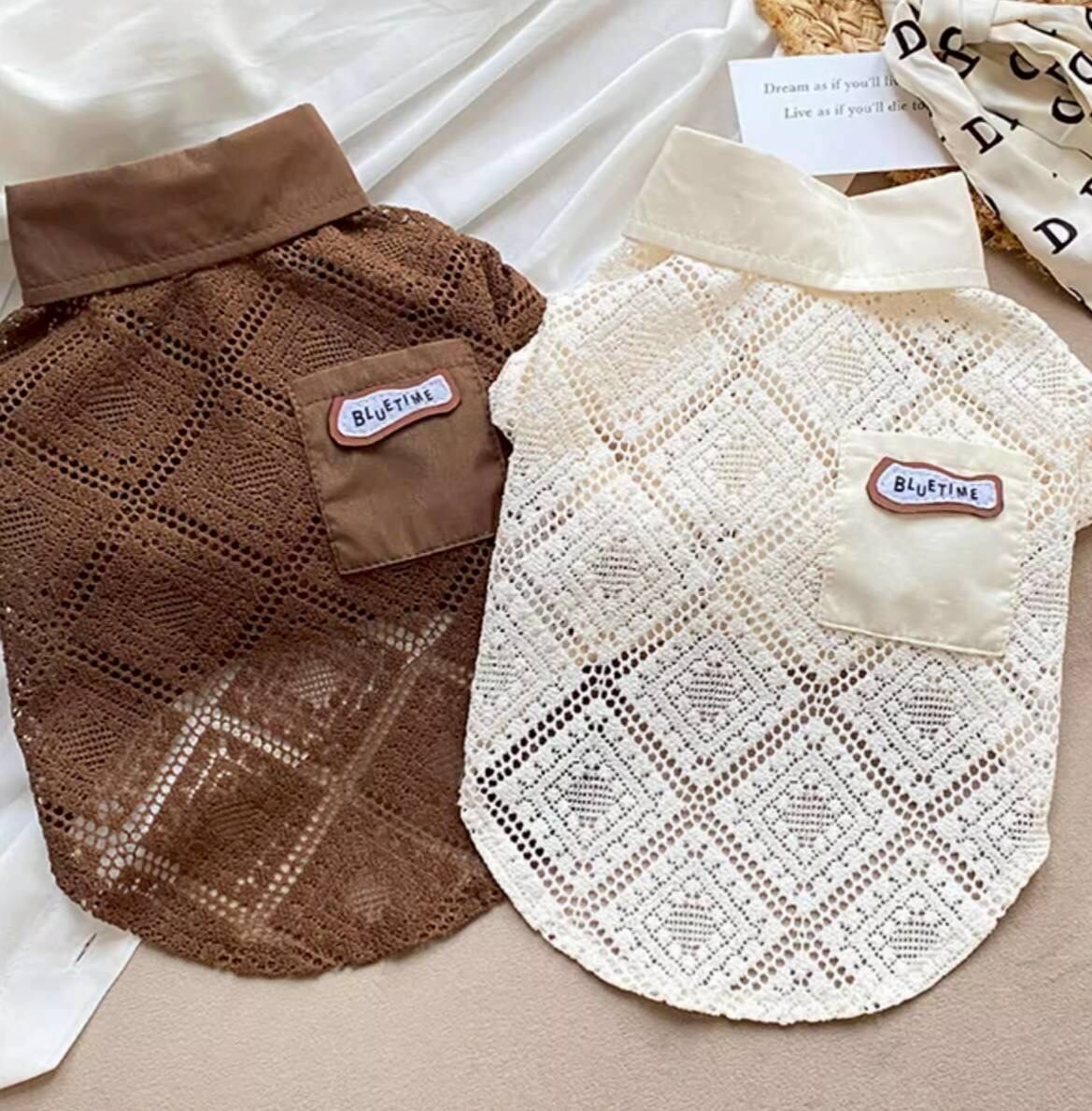 透かし編みカーディガン風シャツ