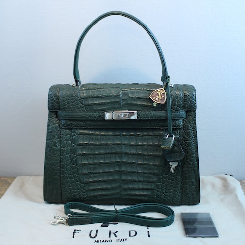 FURDI JRA MARC CROCODILE LEATHER 2WAY SHOULDER BAG/ファルディJRAマーク付クロコダイルレザー2wayショルダーバッグ