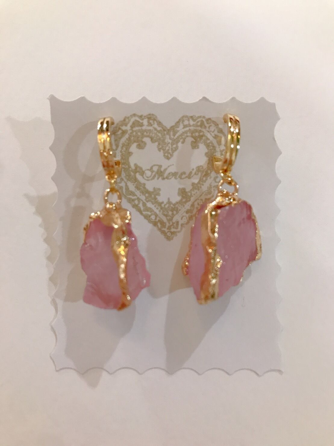 pink crystal pierced earrings | Lotus Nina
