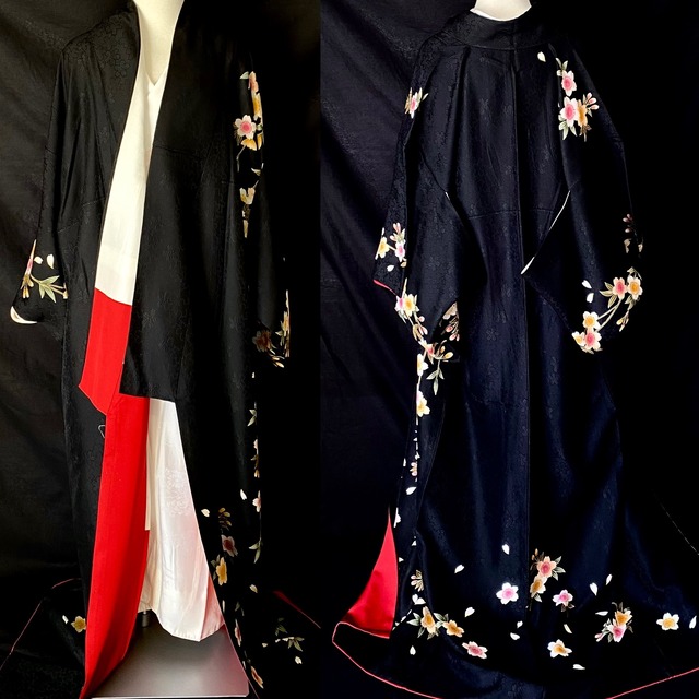 枝垂れ桜の訪問着〉秀品 SALE 黒 桜 トール 裄長め | 和小物 あかりや