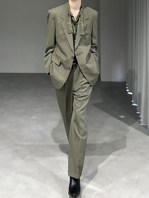 [SETUP] single tailored jacket × wide tuck trousers / khaki