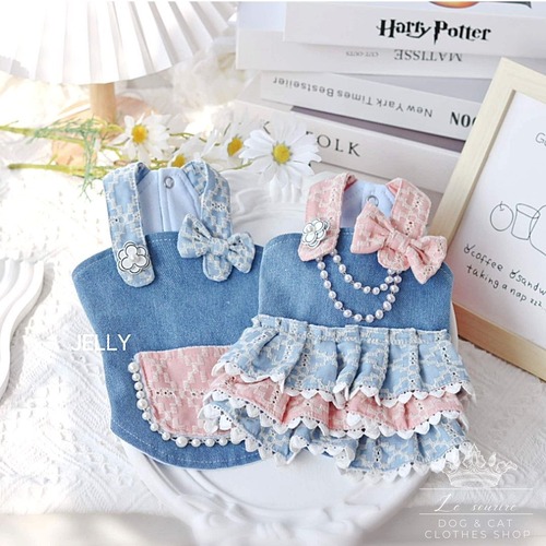 予約【№B01763】JELLY デニム 刺繍ワンピース