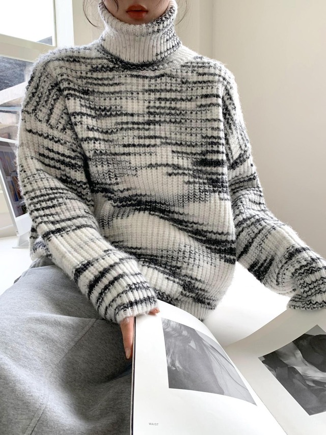 Melange turtle neck knit（メランジタートルネックニット）c-102