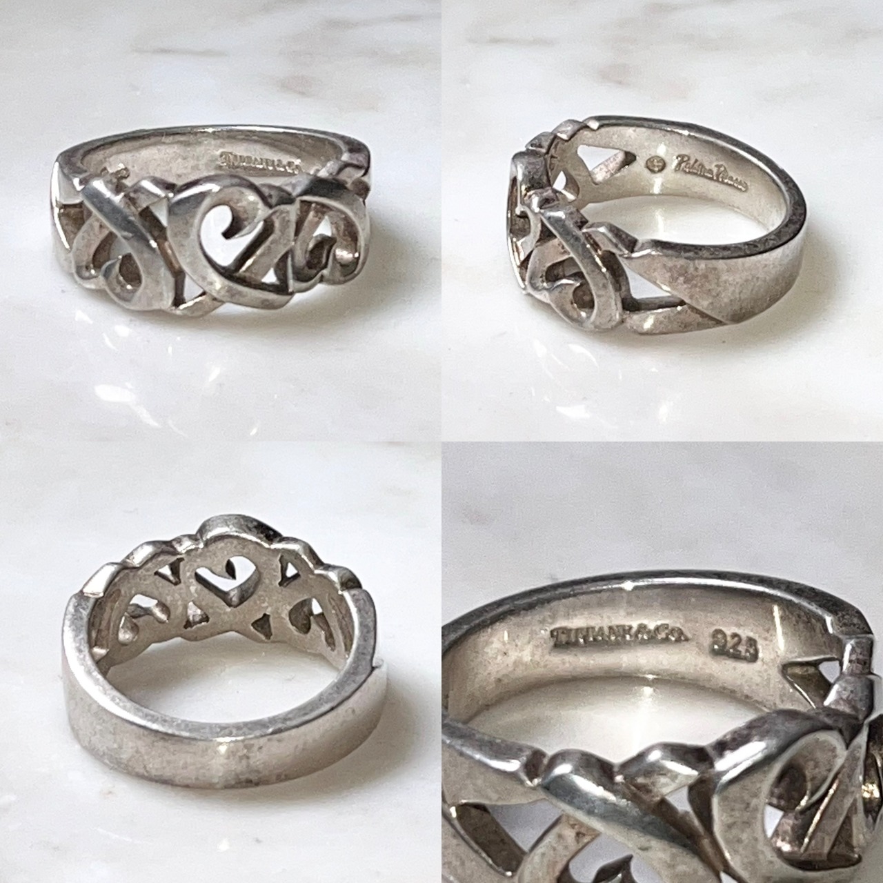 vintage TIFFANY silver ring " loving heart "