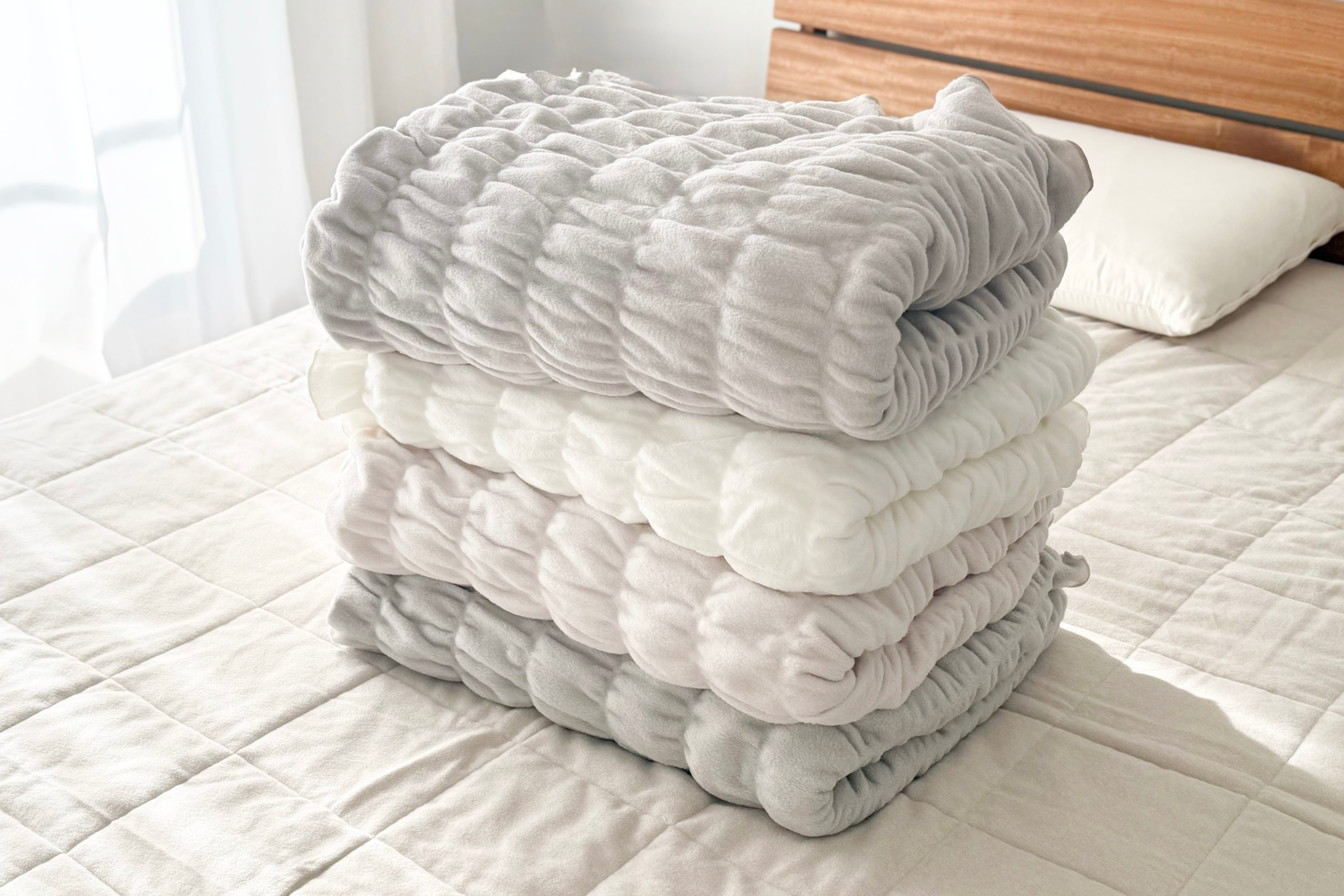 \秋・冬だけの限定販売/ fuwafuwa くしゅっとやわらかコットン毛布 【シングル】