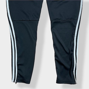 【adidas】トラックパンツ TRACK PANTS サッカー フットサル ジャージパンツ ジャージ下 裾チャック パフォーマンスロゴ プリント スリーストライプ CLIMACOOL アディダス 黒 US古着