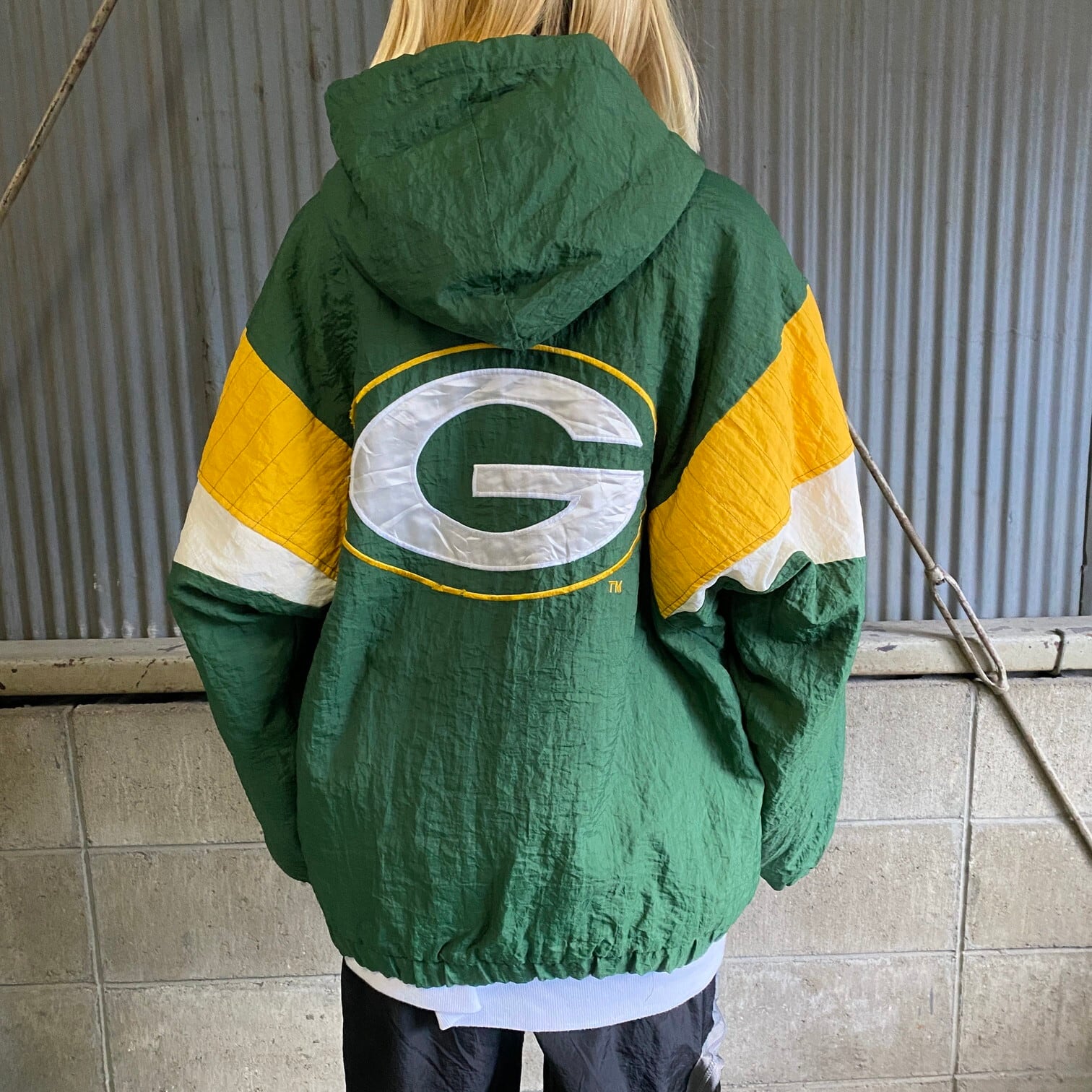 90年代 NFL PACKERS パッカーズ 刺繍 中綿 スタジャン ナイロン ...