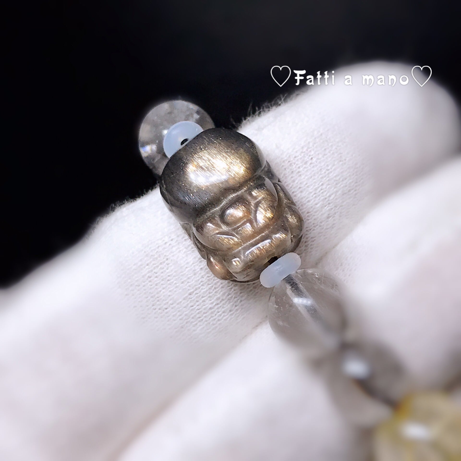 金運アップ キャツアブラックサンストーン貔貅さん プラチナルチル