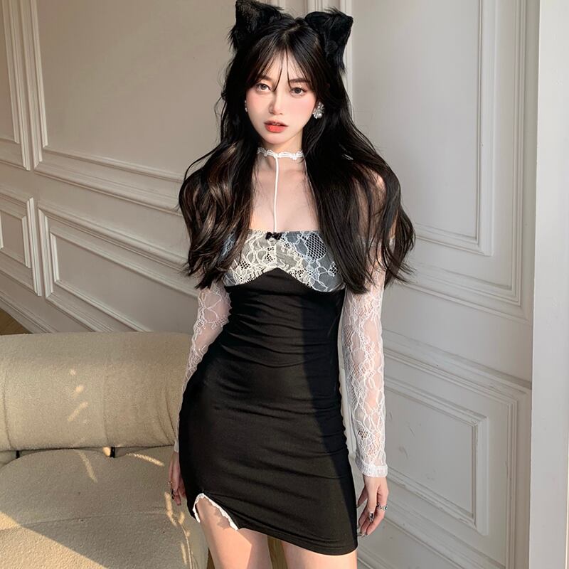 レースドレス サマー薄手スカート ロング 夏物 ステッチ ドラファッションホール2940917071