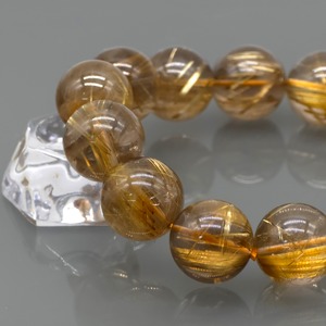 [高品質][大粒]スモーキータイチンルチルクォーツブレスレッド 18mm 手首17cm