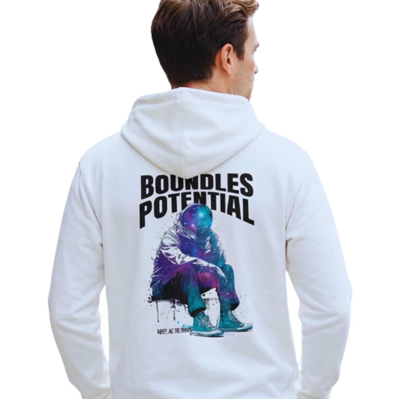 BOUNDLESS POTENTIAL　Garment dye Hoodie White [T0018]