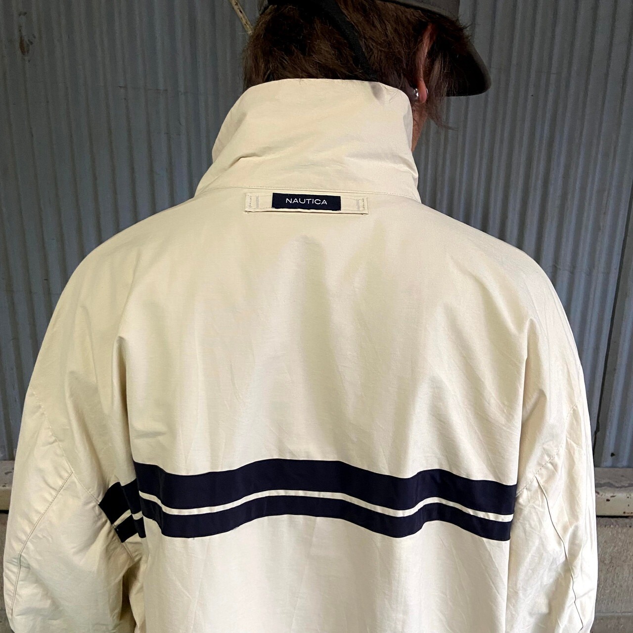 ビッグサイズ NAUTICA ノーティカ ハイネック 袖刺繍 ライン ナイロン 