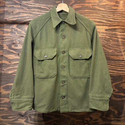 50s US ARMY OG-108 米軍 ウールシャツ 前期型 ヴィンテージ ミリタリー クロスヨーク プリーツ 朝鮮戦争 グットコンディション 防寒 S