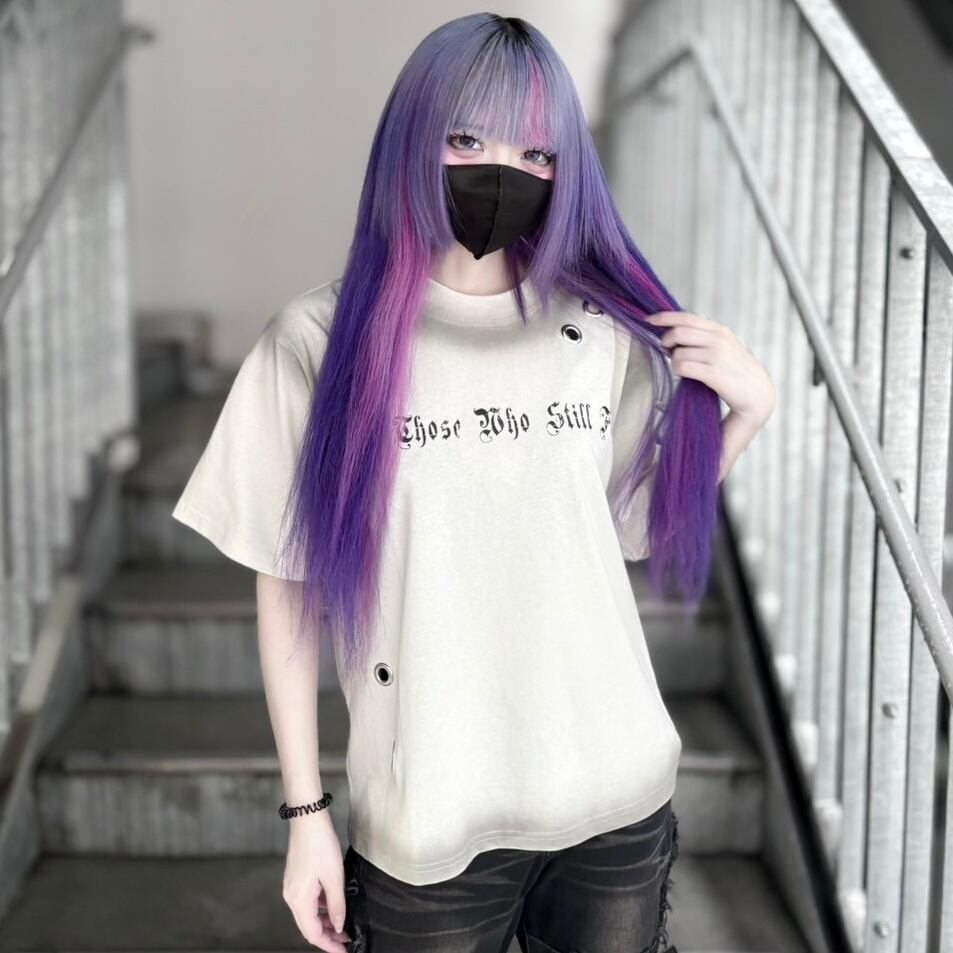 【CANDY SELECT 】アイレット加工Tシャツ 235574 カットソー グランジ  トップス ストリート 地雷 サブカル ブランド ユニセックス