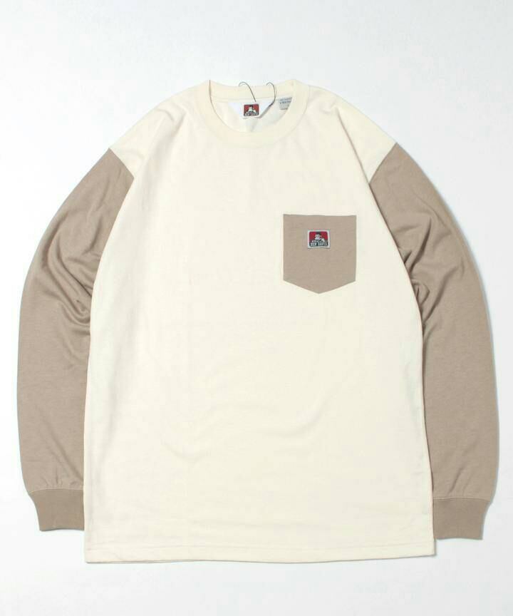 BEN DAVIS (ベンデイビス) ピスネーム クレイジーパターン ポケットロンT 長袖Tシャツ オフホワイト C-1380016