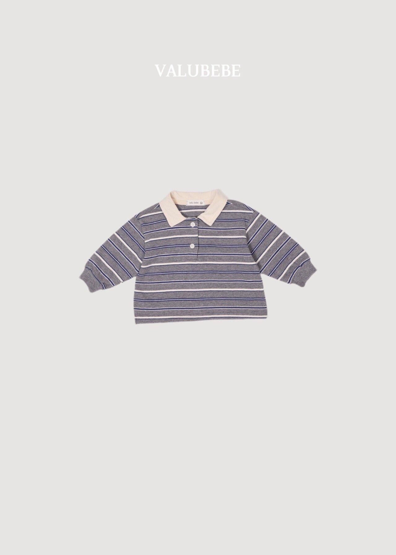 送料無料【予約】/ ミルキーストライプ襟付きTシャツ / valubebe