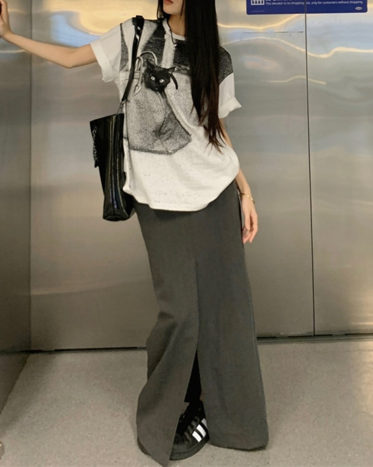 キャットグラフィックプリント Tシャツ A1009 - 14