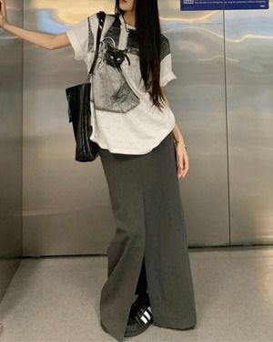 キャットグラフィックプリント Tシャツ A1009