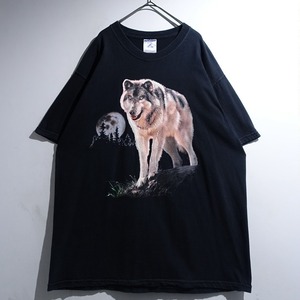 O0s Black Wolf Artistic Print Design Animal T-Shirt