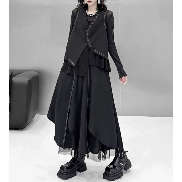 Layered vest setup skirt C1268