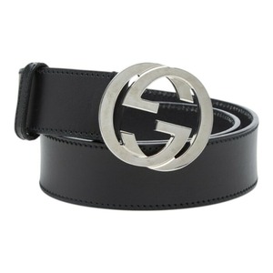 グッチ インターロッキングG ベルト サイズ:80/32 114876 ブラック レザー レディース GUCCI 【中古】