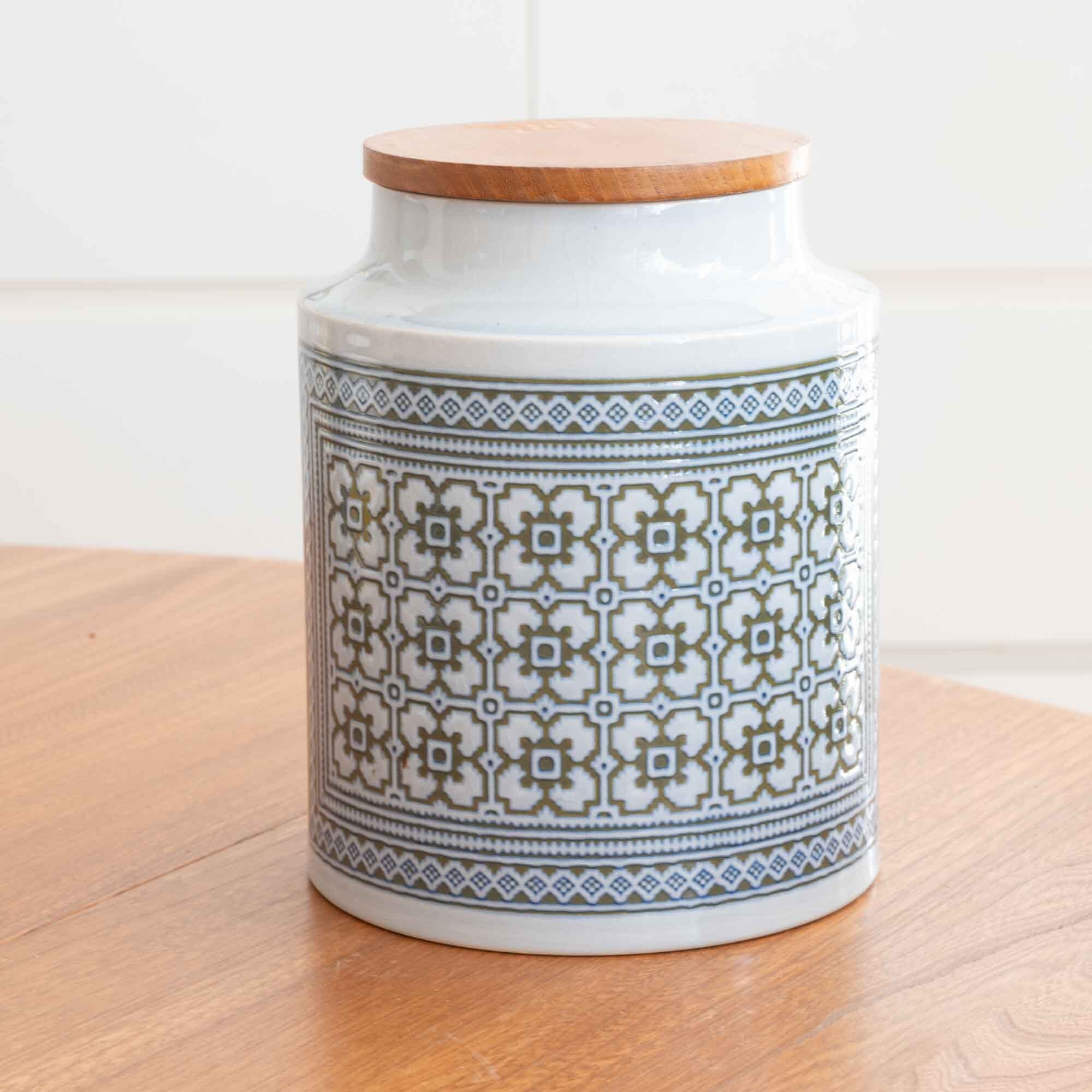 英国　ホーンジー（HORNSEA）大きなキャニスター　タペストリー柄