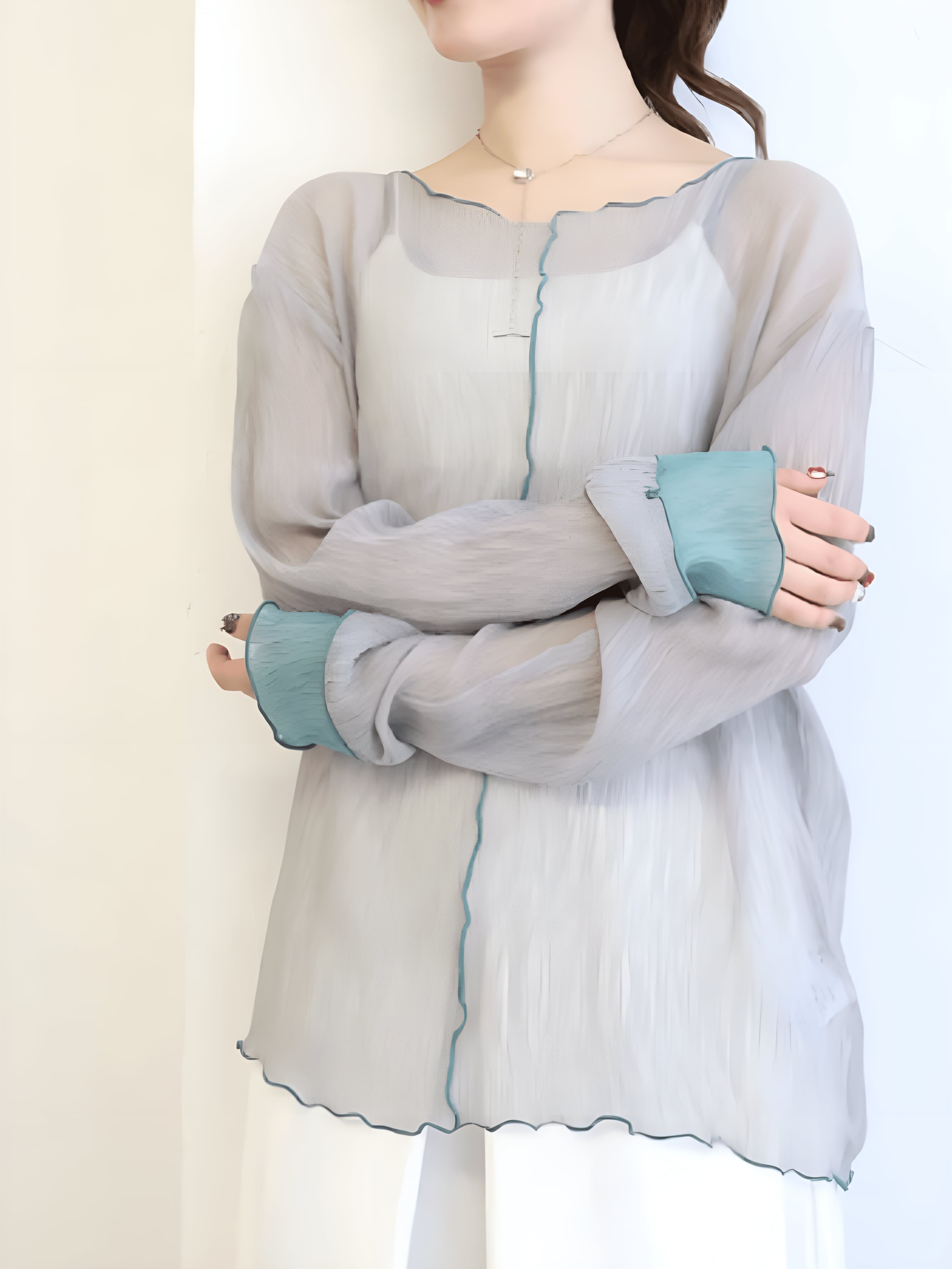 シアーメローラインプルオーバー